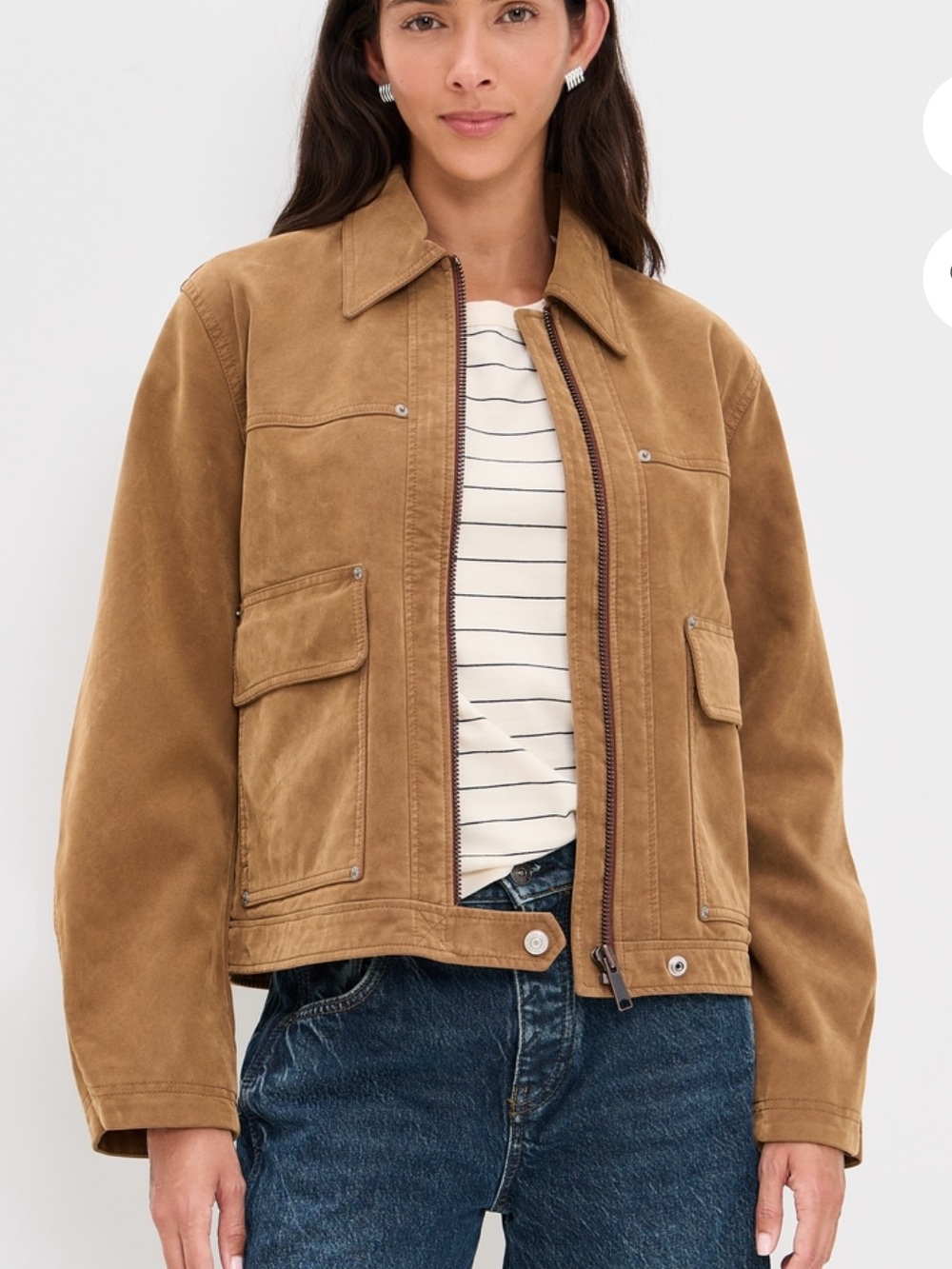 Worn Once Free People Blair Faux Suede Jacket in Caramel Cafe